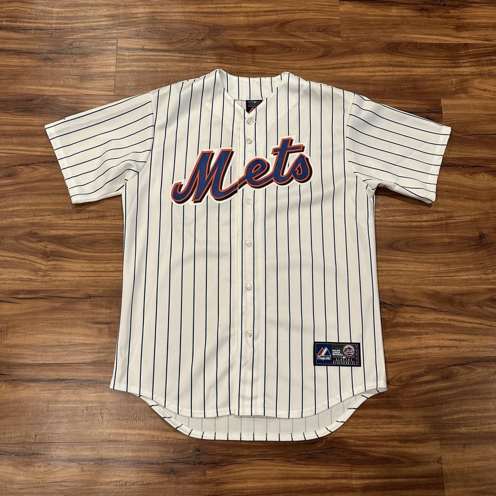 New York Mets Jersey Mens Medium White MLB Baseball Majestic Button Front